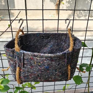 10 inch Geotextile Plant Hanger with Rope, S Hooks