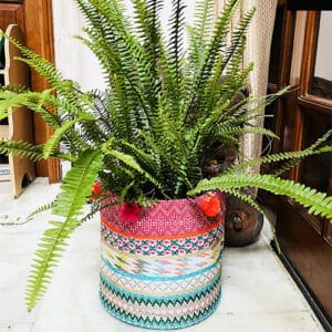 Green Bohemian Pom Pom Cover | Size 11 inch x 11 inch| TWC06376