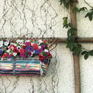 TheWildCat bohemian horizontal stripes Vertical Hanger Geotextile Planter for Herbs, Flowers & Succulents 34" x 7"