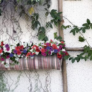 TheWildCat Dusty pinks Vertical Hanger Geotextile Planter for Herbs, Flowers & Succulents with Jute Rope 34" x 7"