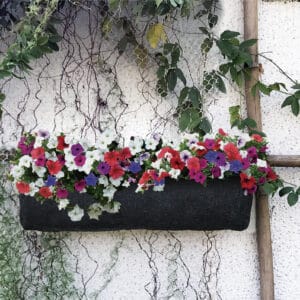 TheWildCat Ebony  Vertical Hanger Geotextile Planter for Herbs, Flowers & Succulents with Jute Rope 34" x 7"